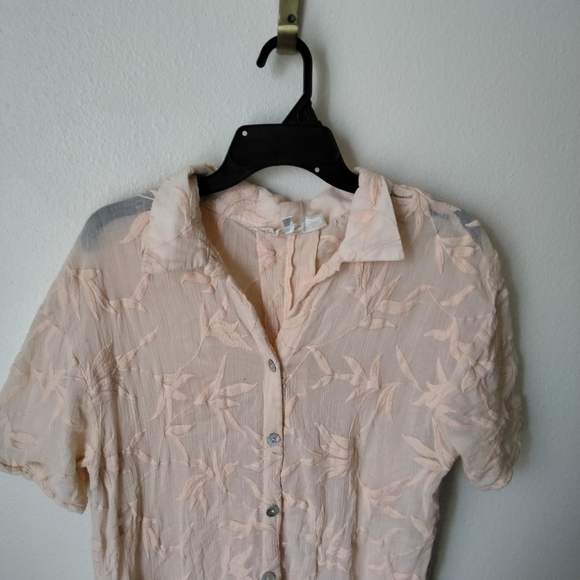 Jen's Pirate Booty Women's Sheer Beach Button Down Peach Cover Up Size S - Picture 2 of 6